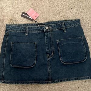 dark blue jean mini skirt